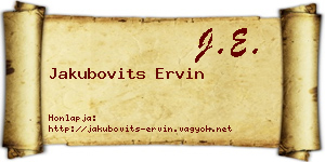 Jakubovits Ervin névjegykártya
