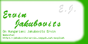 ervin jakubovits business card